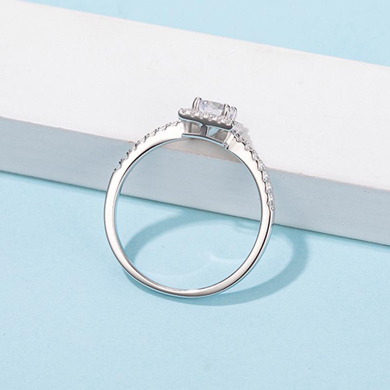 925 Sterling Silver  Classic Round Cut CZ Halo Ring 3