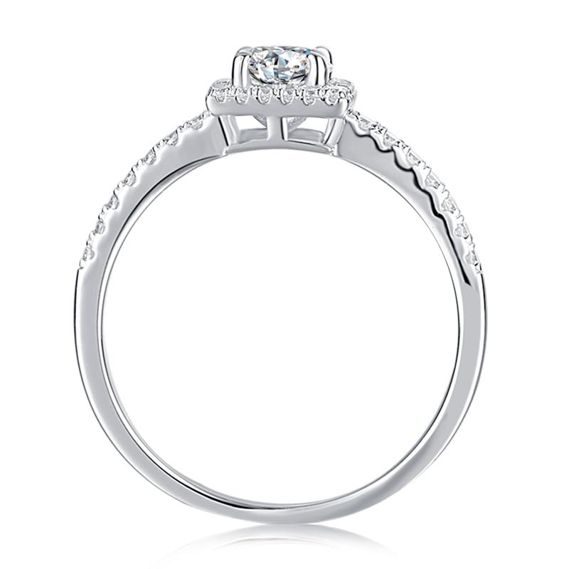 925 Sterling Silver  Classic Round Cut CZ Halo Ring 6