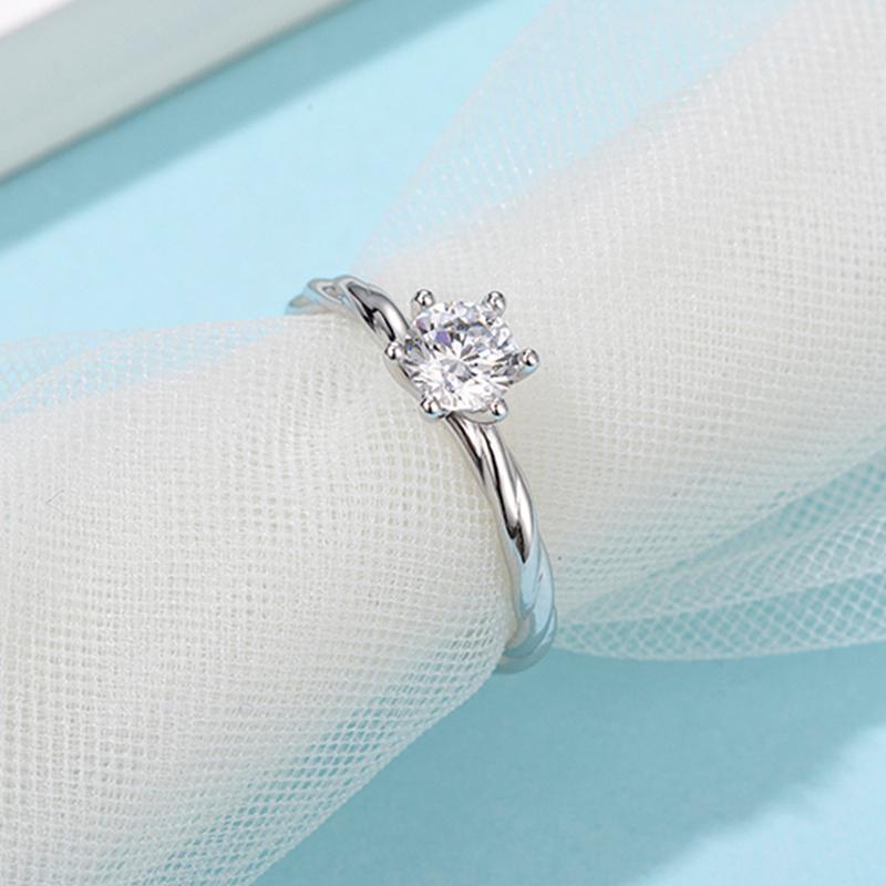 925 Sterling Silver Classic Round Cut CZ Vine Ring 6