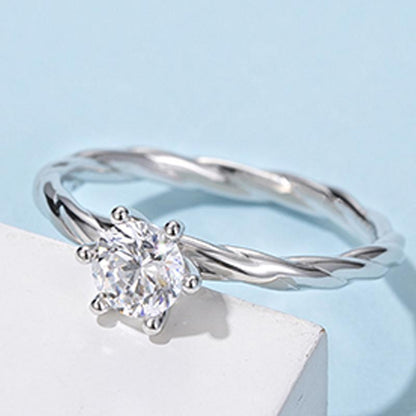 925 Sterling Silver Classic Round Cut CZ Vine Ring 3