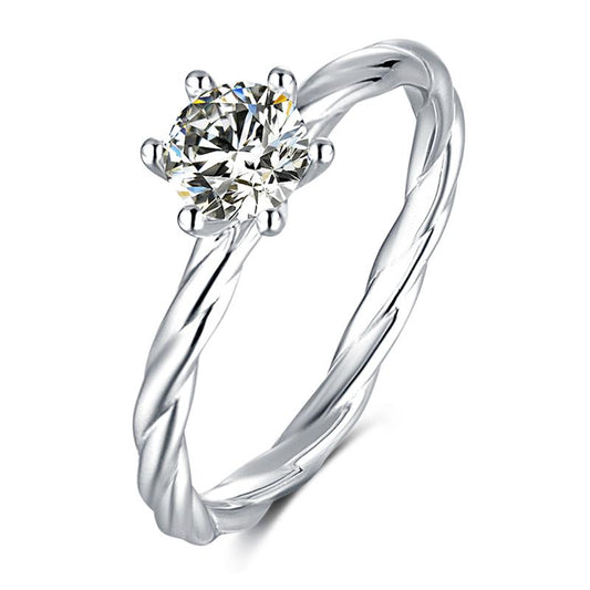 925 Sterling Silver Classic Round Cut CZ Vine Ring 1