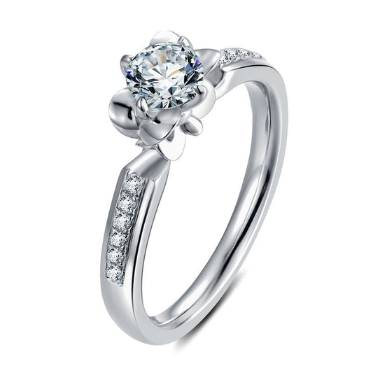 925 Sterling Silver  Classic Round Cut CZ Ring 1