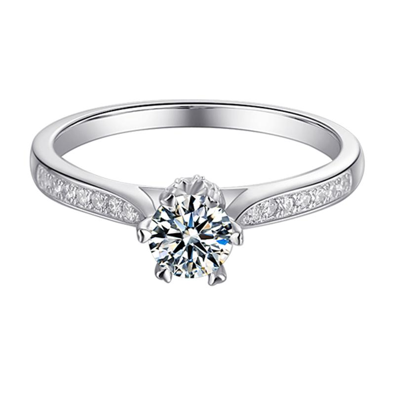 925 Sterling Silver Classic Round Cut CZ Six Prong Ring 2