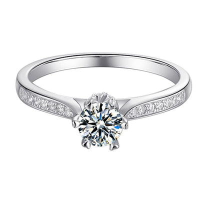 925 Sterling Silver Classic Round Cut CZ Six Prong Ring 2