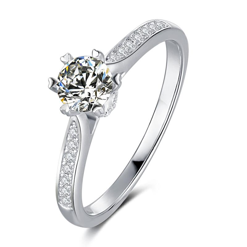 925 Sterling Silver Classic Round Cut CZ Six Prong Ring 1