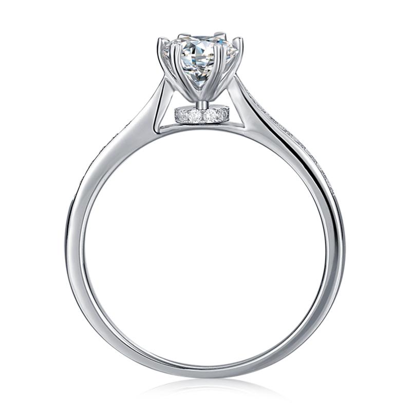 925 Sterling Silver Classic Round Cut CZ Six Prong Ring 6