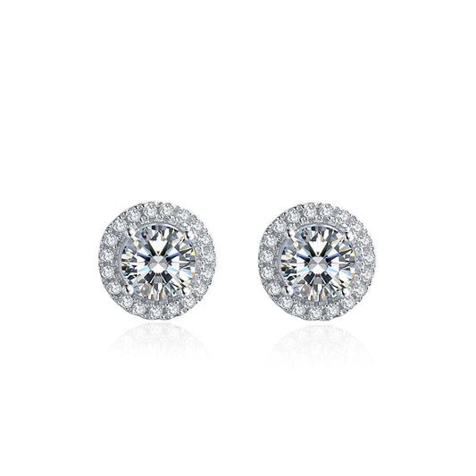 925 Sterling Silver Classic Round Cut Stud Earrings 1