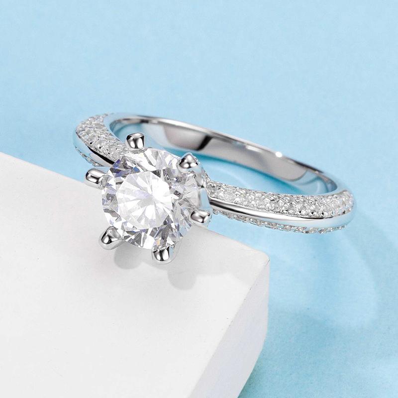 925 Sterling Silver Classic Six Prong Round Cut CZ Ring 3