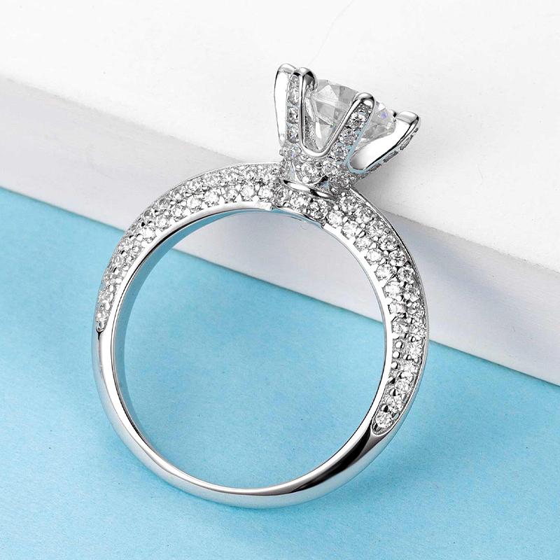 925 Sterling Silver Classic Six Prong Round Cut CZ Ring 4