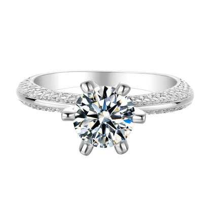 925 Sterling Silver Classic Six Prong Round Cut CZ Ring 1