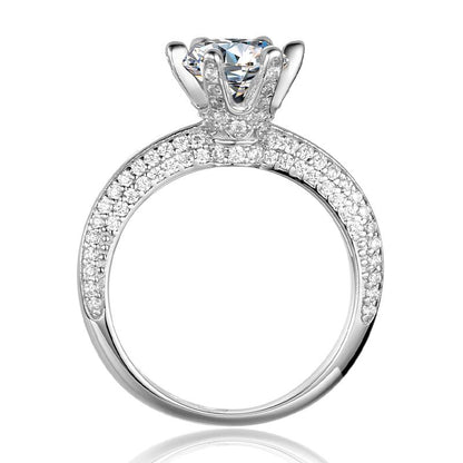 925 Sterling Silver Classic Six Prong Round Cut CZ Ring 2