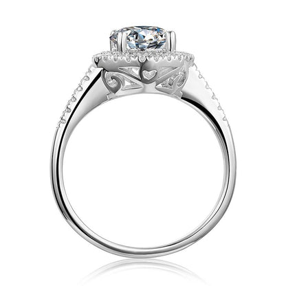 925 Sterling Silver  Classic Round Cut CZ Halo Ring 3