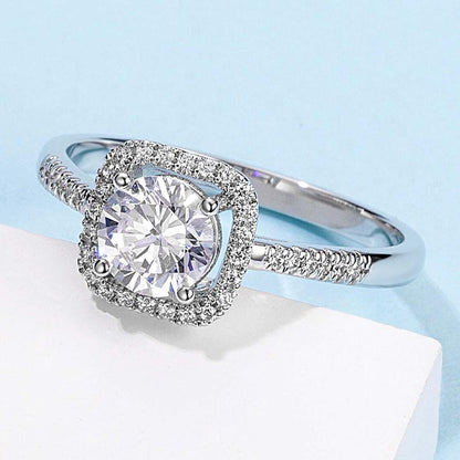 925 Sterling Silver  Classic Round Cut CZ Halo Ring 4