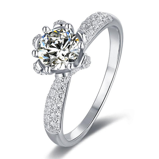 925 Silver Sterling Classic Round Cut CZ Ring 1