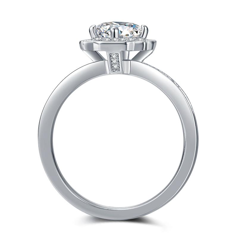 925 Sterling Silver  Classic Round Cut CZ Halo Ring 3