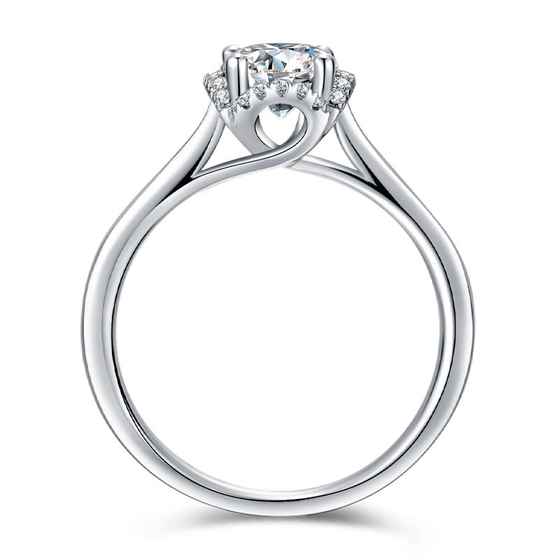 925 Sterling Silver Classic Round Cut CZ Halo Ring 9