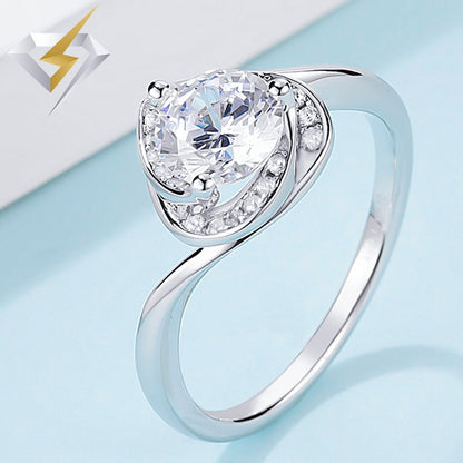 925 Sterling Silver Round CZ Diamond One Carat Heart Flower Ring for Women 9