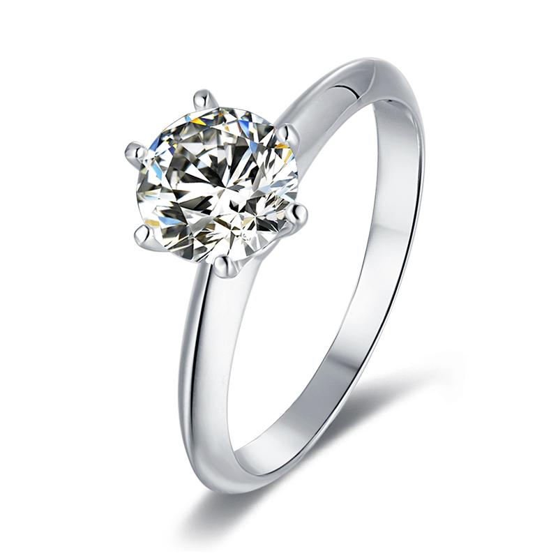 925 Sterling Silver Classic Round Cut CZ Solitaire Ring 1