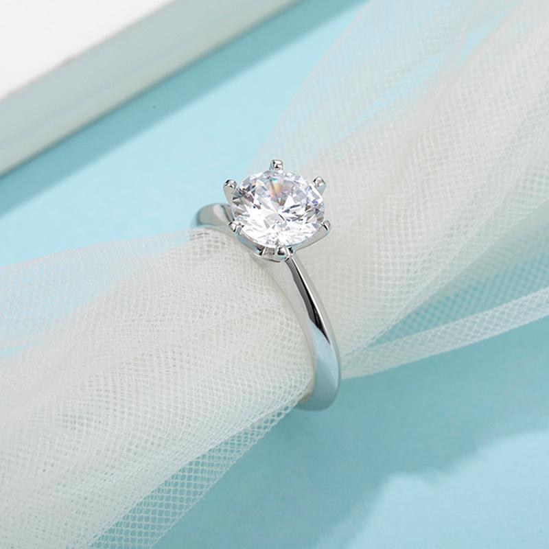 925 Sterling Silver Classic Round Cut CZ Solitaire Ring 5