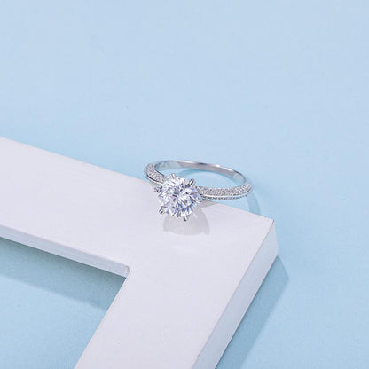 925 Sterling Silver Classic Round Cut CZ Ring 4