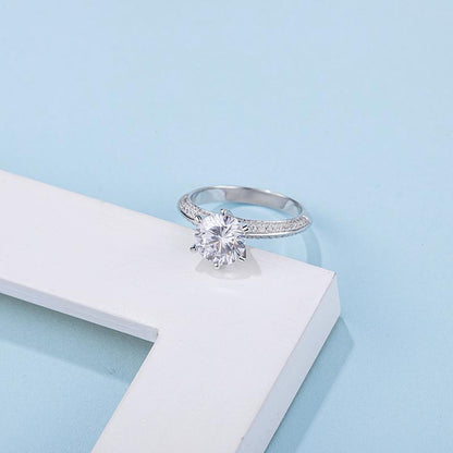 925 Sterling Silver Classic Round Cut CZ Ring 4