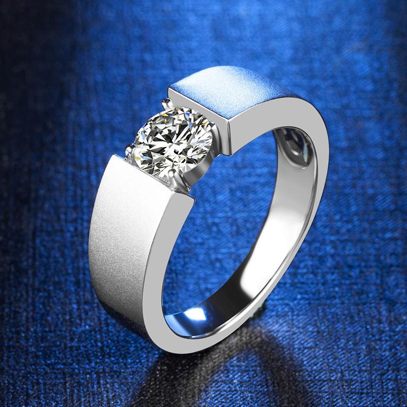 925 Sterling Silver Classic Round Cut CZ Solitaire Men Ring 6