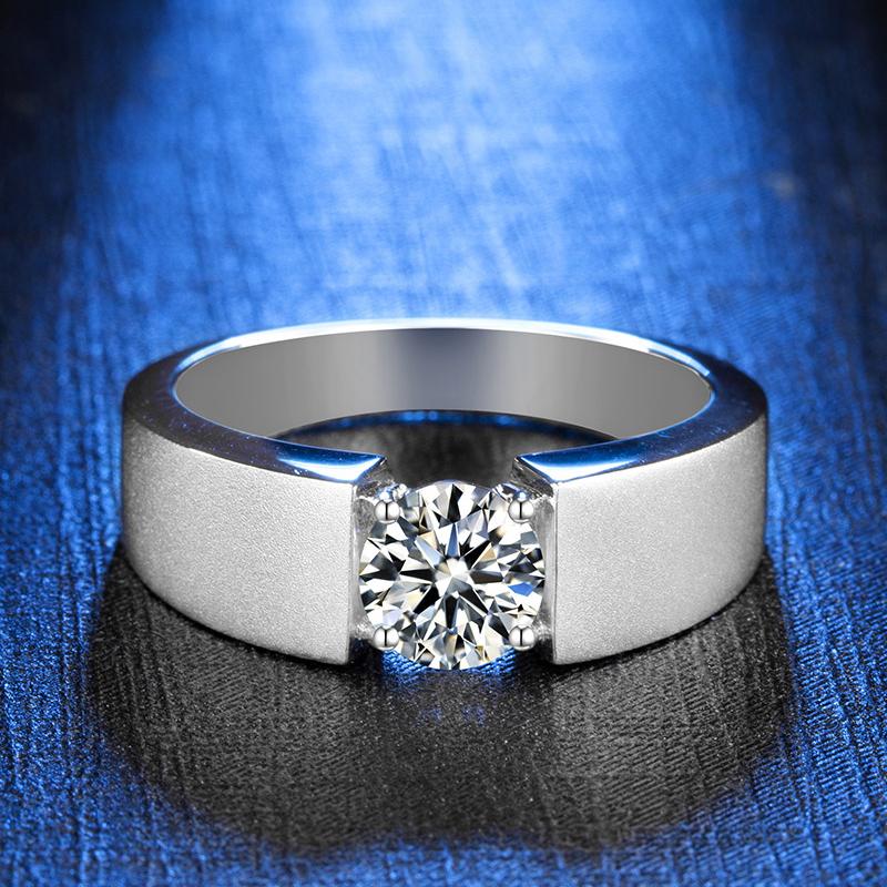 925 Sterling Silver Classic Round Cut CZ Solitaire Men Ring 4