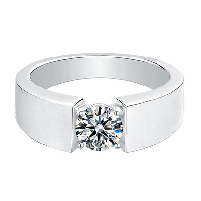 925 Sterling Silver Classic Round Cut CZ Solitaire Men Ring 2