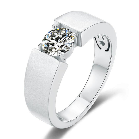 925 Sterling Silver Classic Round Cut CZ Solitaire Men Ring 1