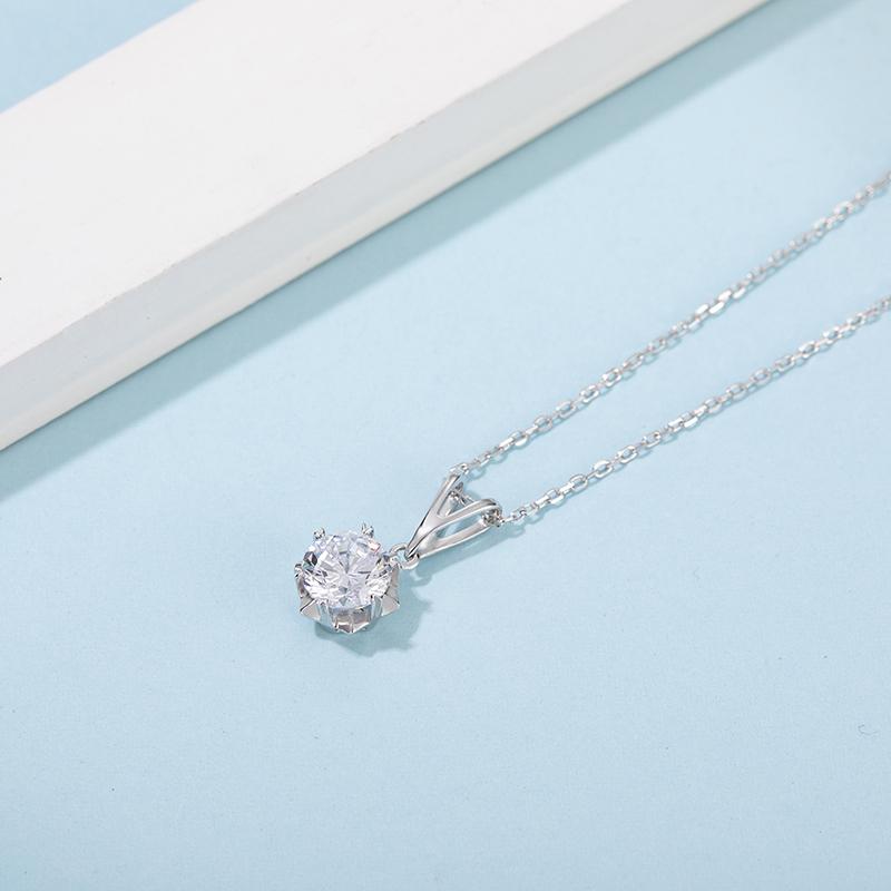 925 Sterling Silver Classic Brilliant Round CZ Pendant Necklace 4