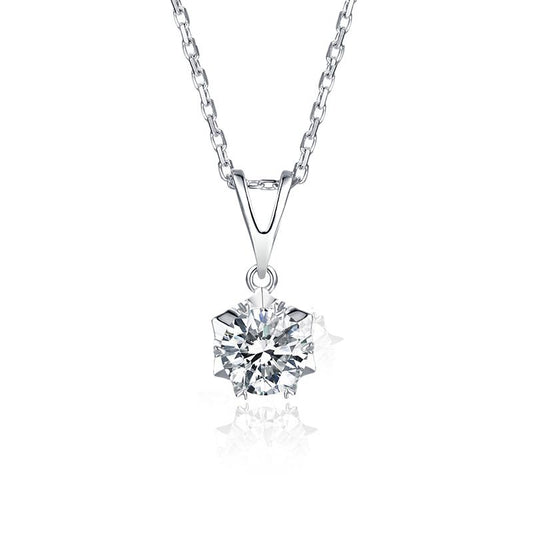 925 Sterling Silver Classic Brilliant Round CZ Pendant Necklace 1