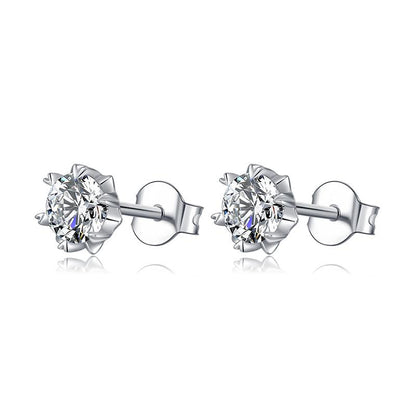 925 Sterling Silver Classic Round Cut Stud Earrings 2