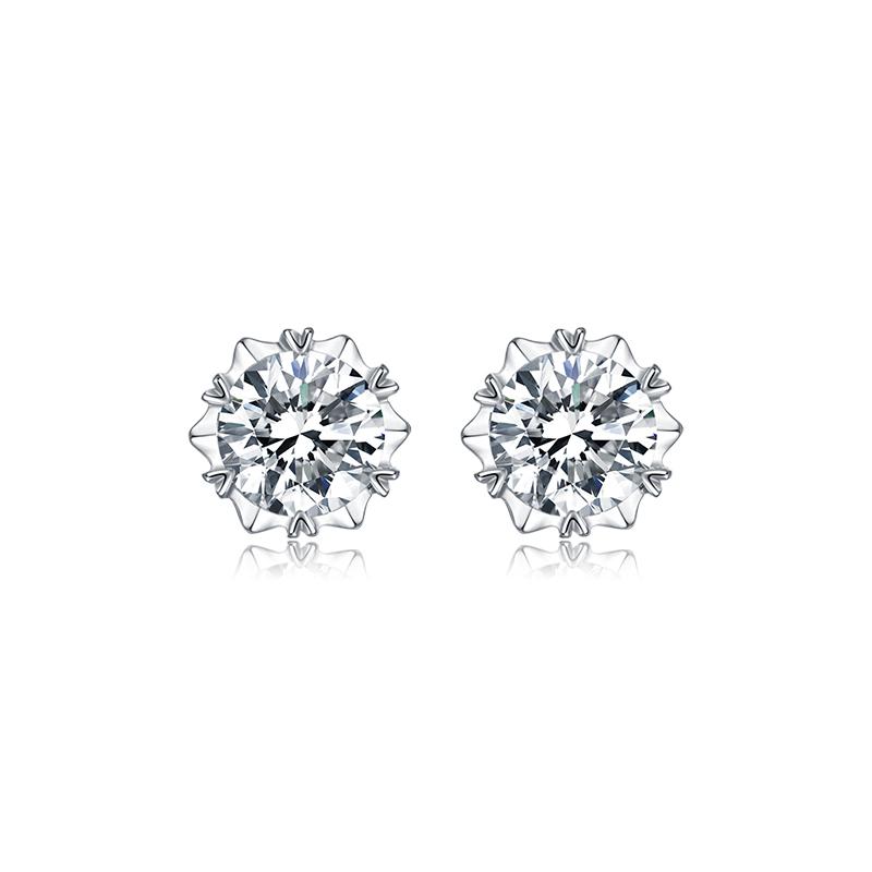 925 Sterling Silver Classic Round Cut Stud Earrings 1