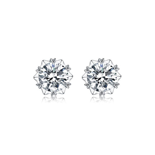 925 Sterling Silver Classic Round Cut Stud Earrings 1