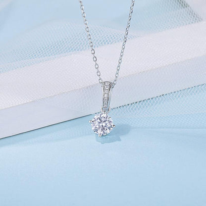 925 Sterling Silver Classic Brilliant Round CZ Pendant Necklace 4