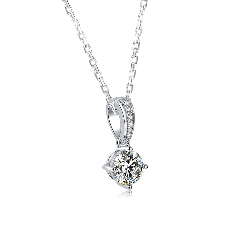 925 Sterling Silver Classic Brilliant Round CZ Pendant Necklace 3