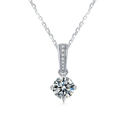 925 Sterling Silver Classic Brilliant Round CZ Pendant Necklace 1