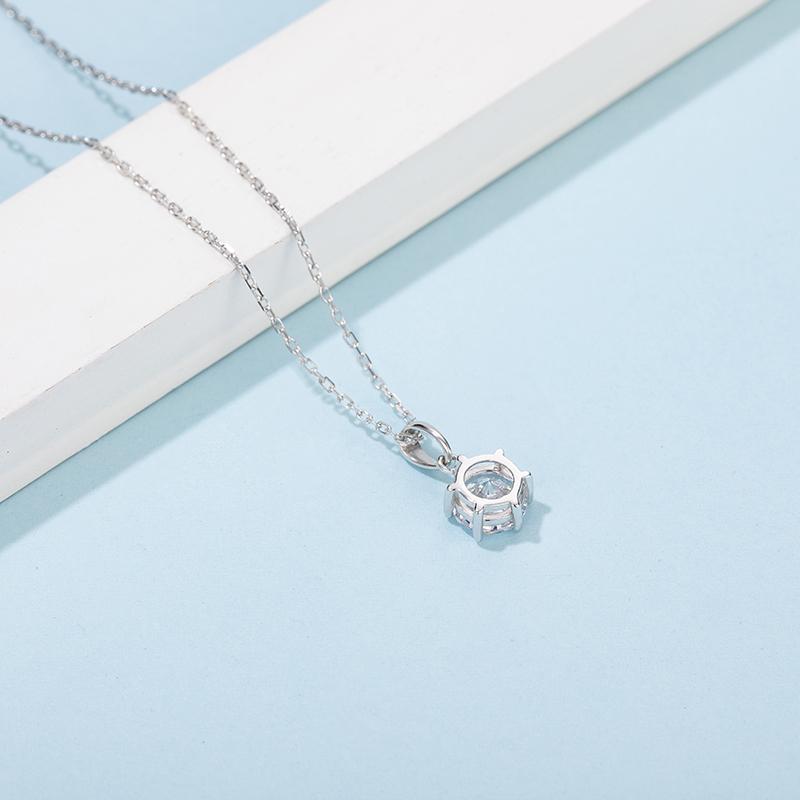 925 Sterling Silver Classic Brilliant Round CZ Pendant Necklace 3