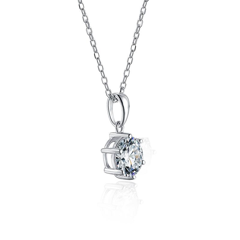 925 Sterling Silver Classic Brilliant Round CZ Pendant Necklace 4