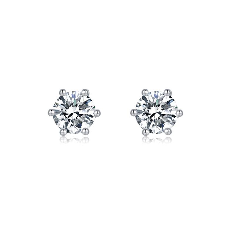 925 Sterling Silver Classic Round Cut Cubic Zirconia Stud Earrings 3