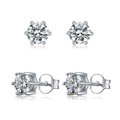 925 Sterling Silver Classic Round Cut Cubic Zirconia Stud Earrings 5