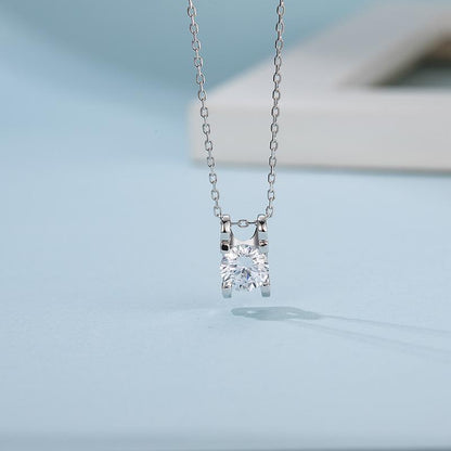 925 Sterling Silver Classic Brilliant Round CZ Pendant Necklace 3