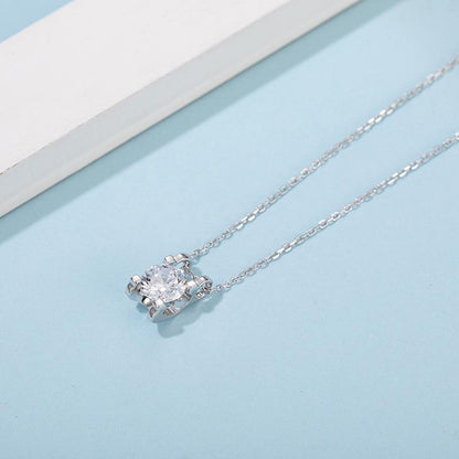 925 Sterling Silver Classic Brilliant Round CZ Pendant Necklace 2