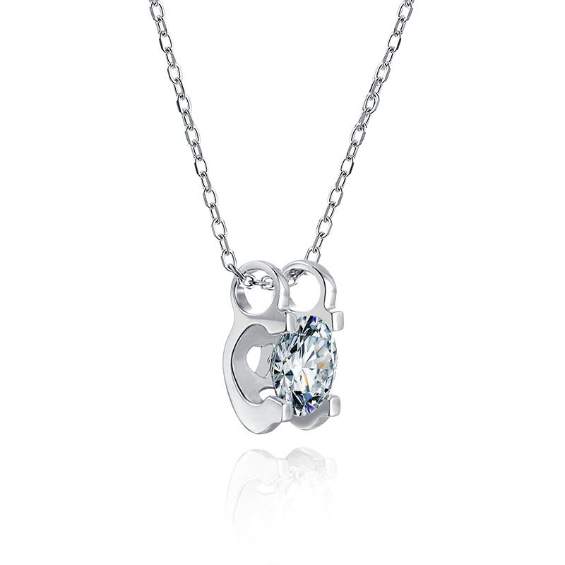 925 Sterling Silver Classic Brilliant Round CZ Pendant Necklace 5