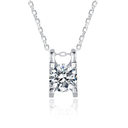 925 Sterling Silver Classic Brilliant Round CZ Pendant Necklace 1