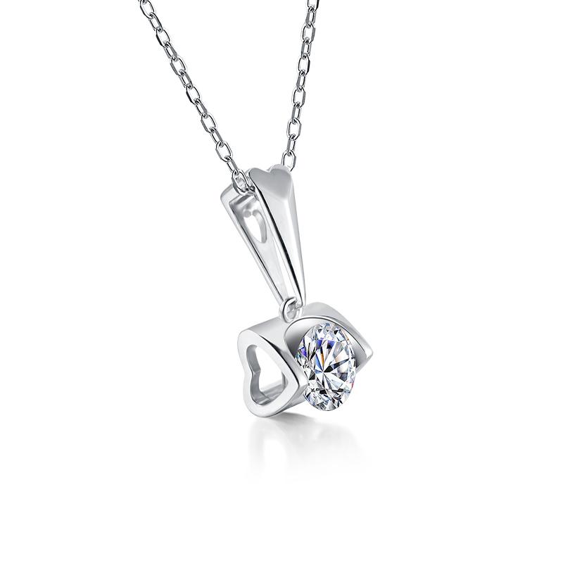 925 Sterling Silver Classic Brilliant Round CZ Pendant Necklace 6