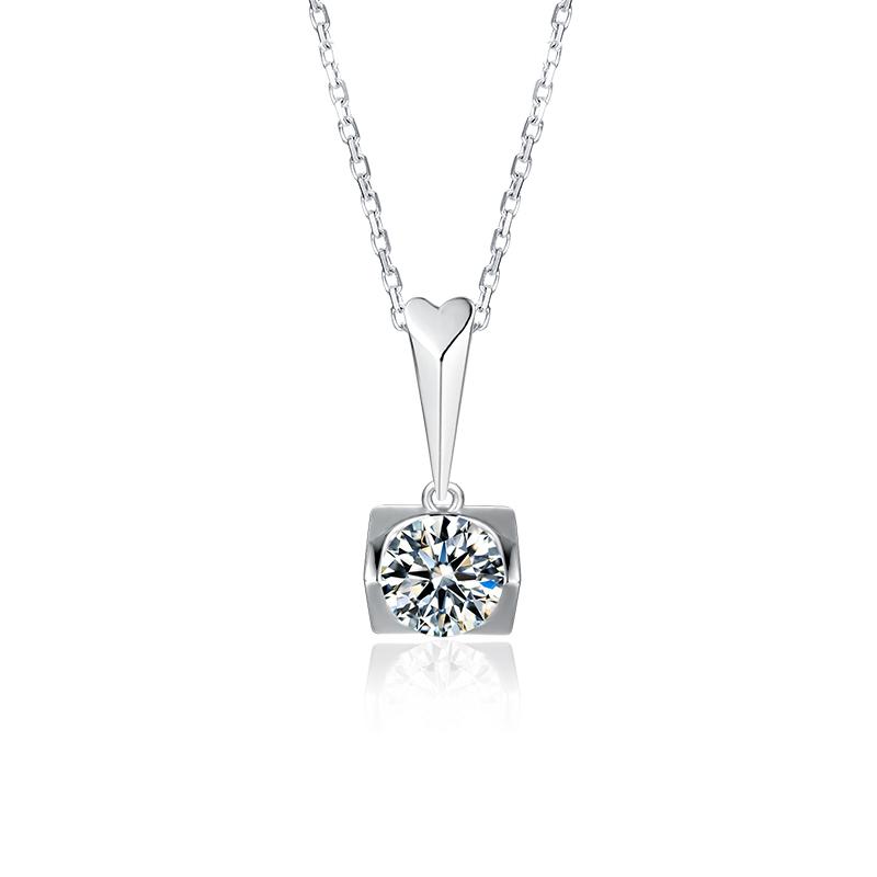 925 Sterling Silver Classic Brilliant Round CZ Pendant Necklace 1