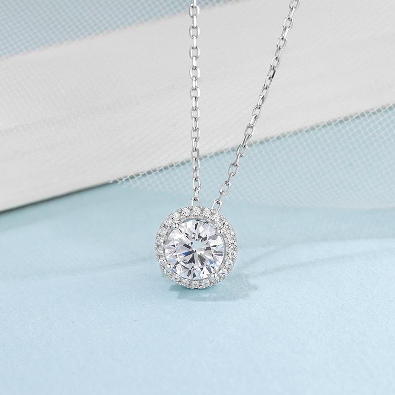 925 Sterling Silver Classic Brilliant Round CZ Pendant Necklace 5