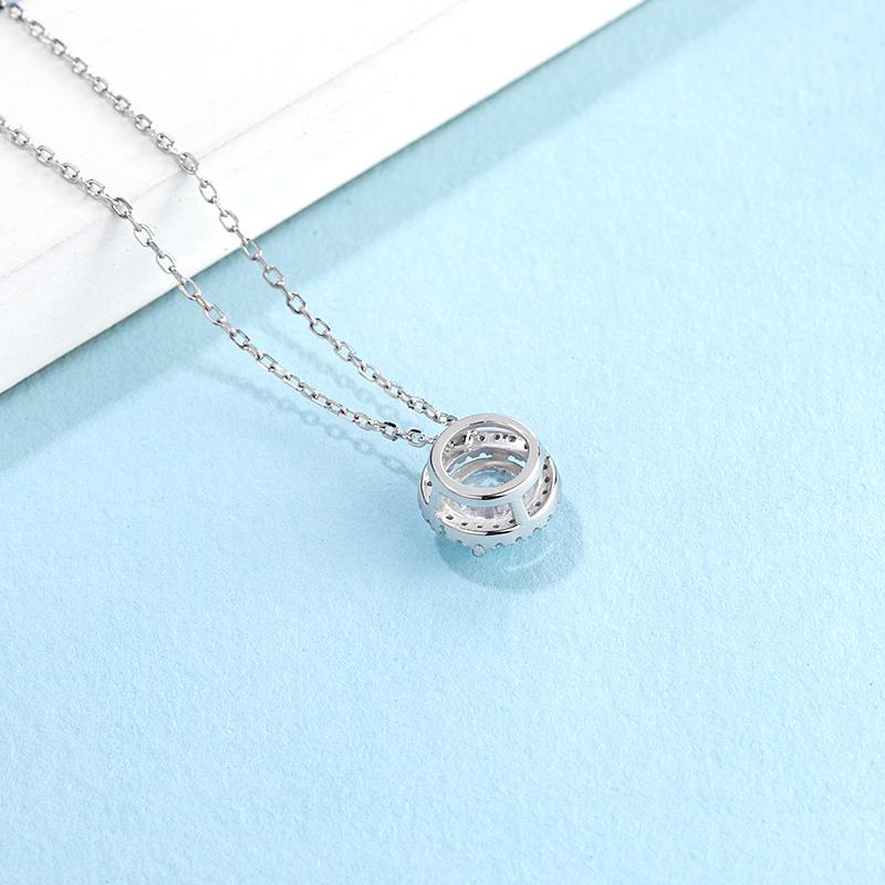 925 Sterling Silver Classic Brilliant Round CZ Pendant Necklace 7