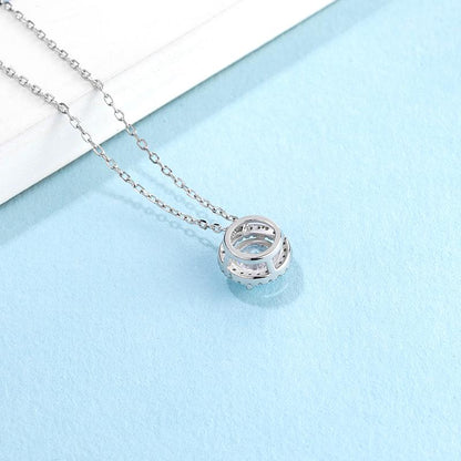 925 Sterling Silver Classic Brilliant Round CZ Pendant Necklace 7